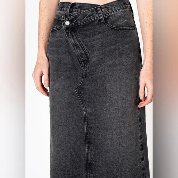 NWT✨ Jackie Cross Over Maxi Skirt in Black Vintage Wash Denim SIZE 30 - Picture 2 of 12